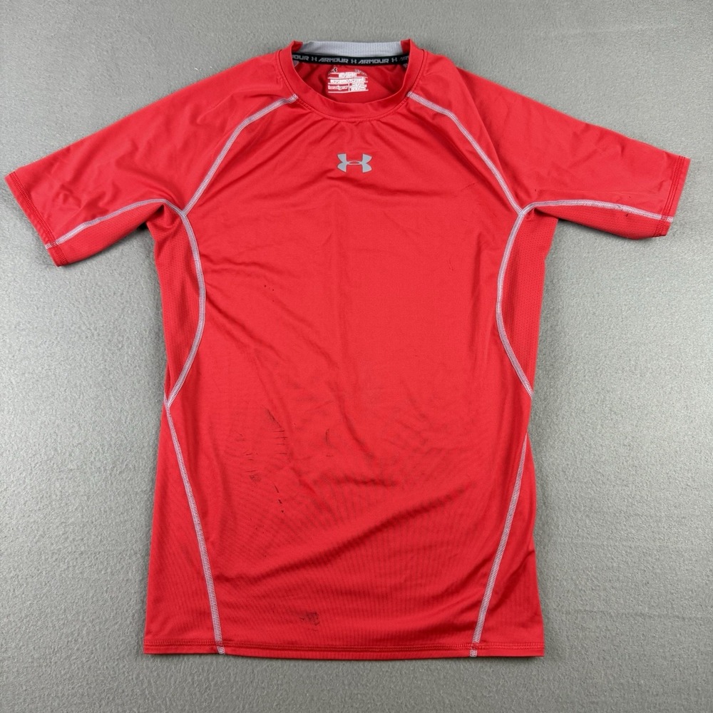 Under Armour Shirt Adult Men's Large L Red Compression Heat Gear STAINED Cosplay